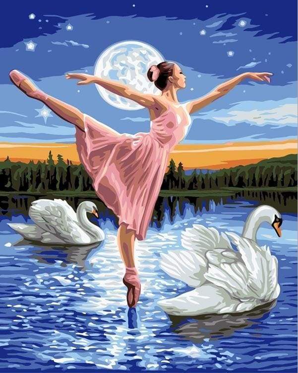Paint by Numbers Kit - Swan Lake and Full Moon