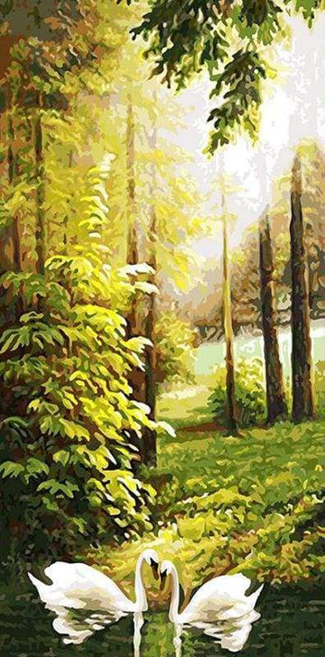 Paint by Numbers Kit - Swans in the Forest