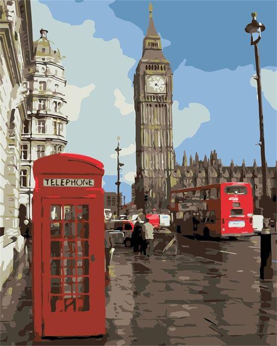 Paint by Numbers Kit - Telephone Booth and City Road