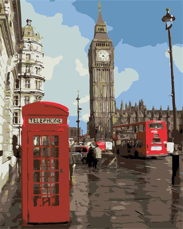 Paint by Numbers Kit - Telephone Booth and City Road