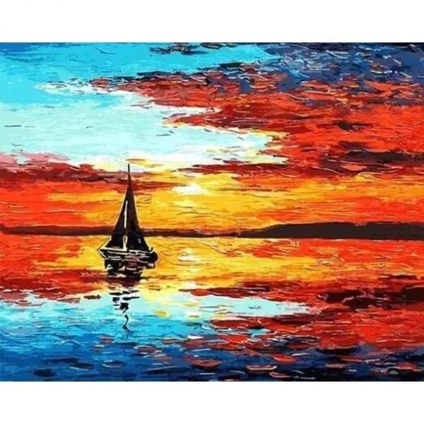 Paint by Numbers Kit - The Ocean And A Sailboat