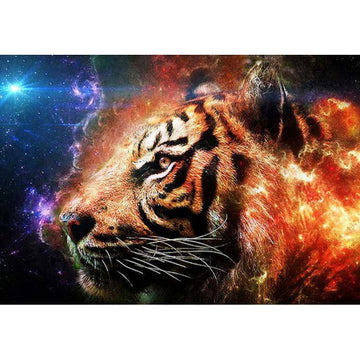 Diamond Paintings - Tiger Space Galaxy Light Out Space