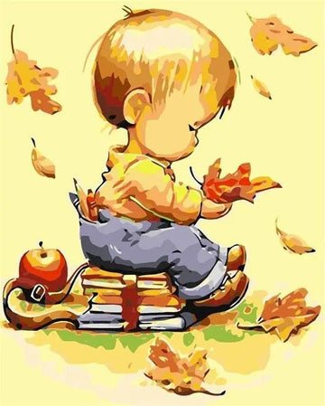 Paint by Numbers Kit - Toddler Sitting On Books