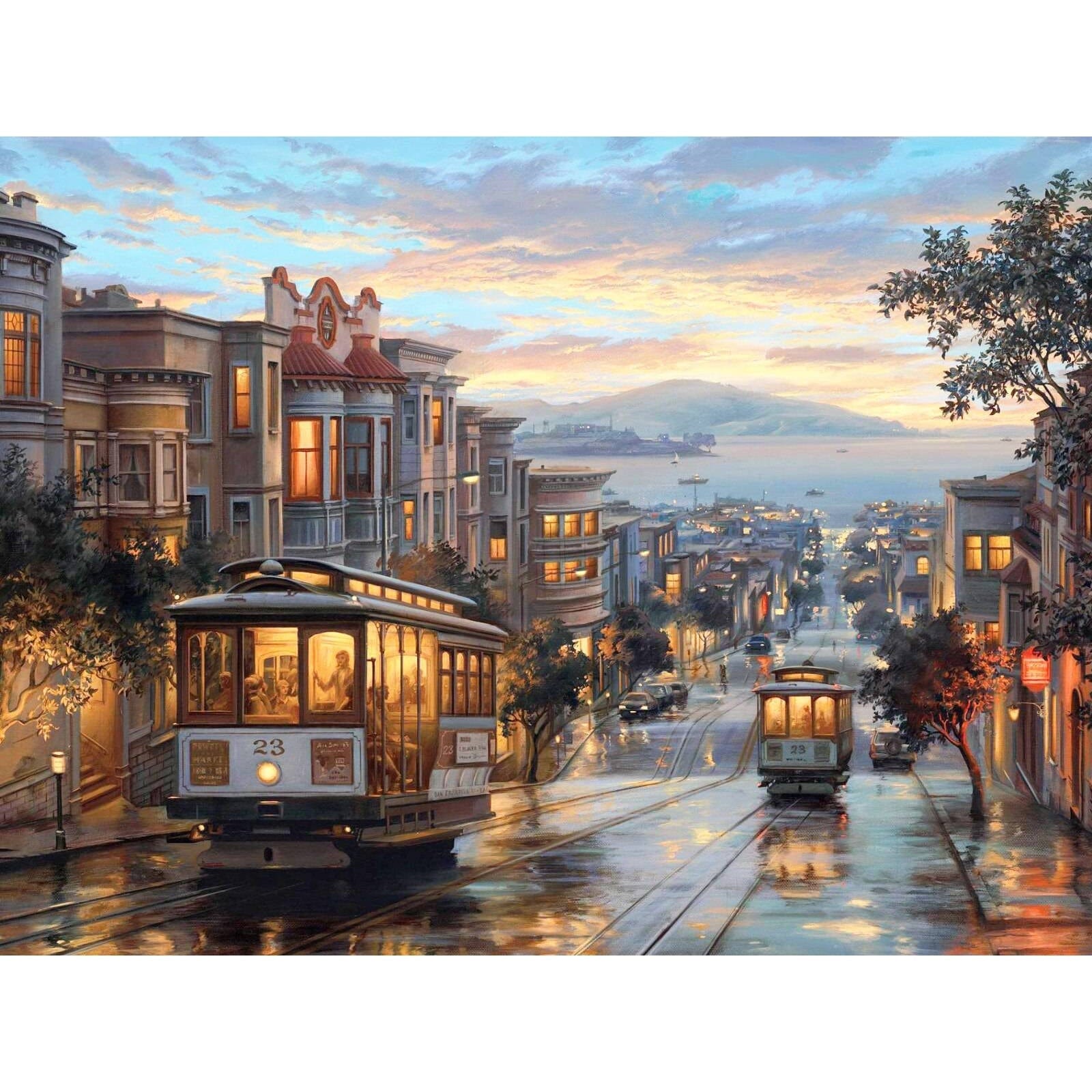 Diamond Paintings - Tram Car and City