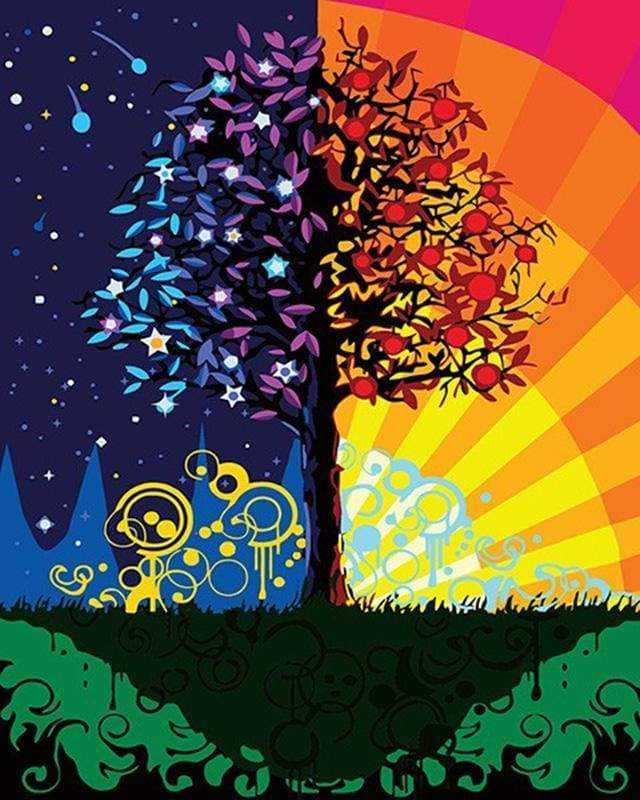 Paint by Numbers Kit - Tree Day and Night
