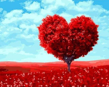 Paint by Numbers Kit - Tree with Heart shape