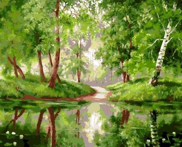 Paint by Numbers Kit - Trees and Pond