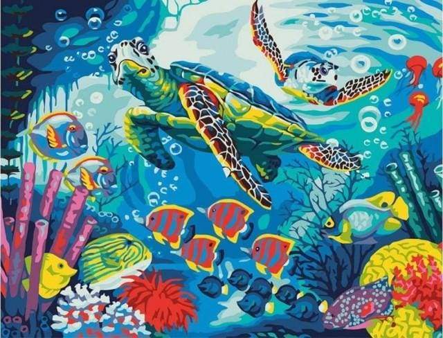 Paint by Numbers Kit - Turtles and Fishes