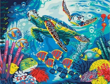 Paint by Numbers Kit - Turtles and Fishes