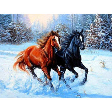 Diamond Paintings - Two Beautiful Horse Running