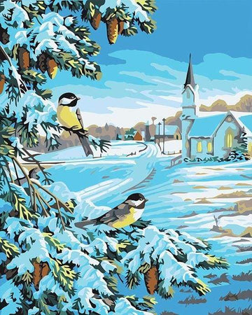 Paint by Numbers Kit - Two Birds in the Snow
