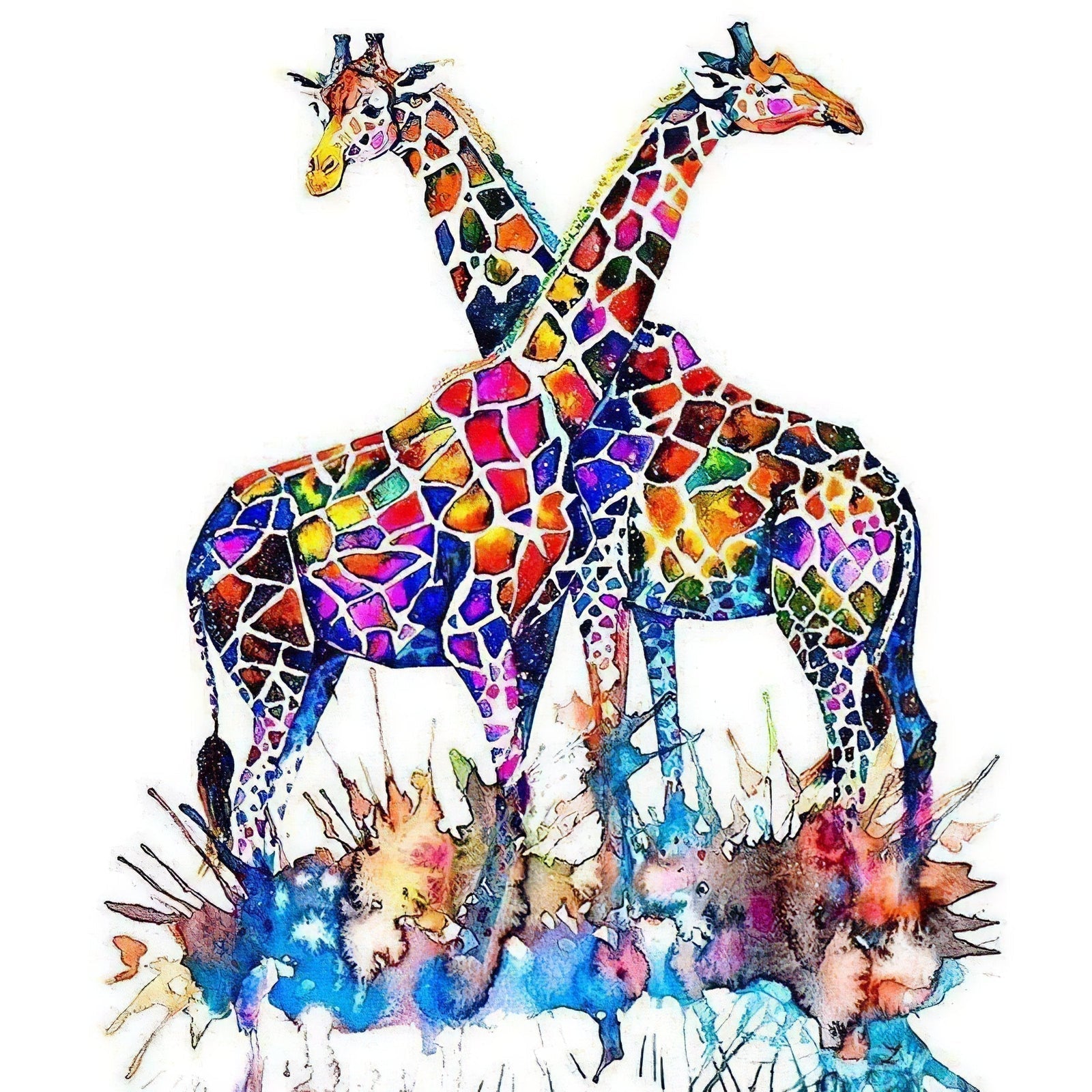 Diamond Paintings - Two Colorful Giraffe