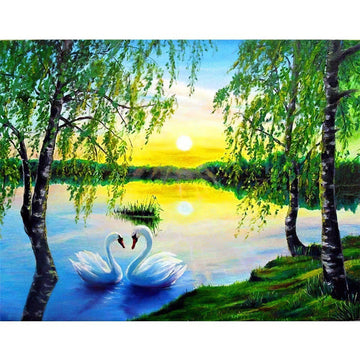 Diamond Paintings - Two Ducks In The Canal