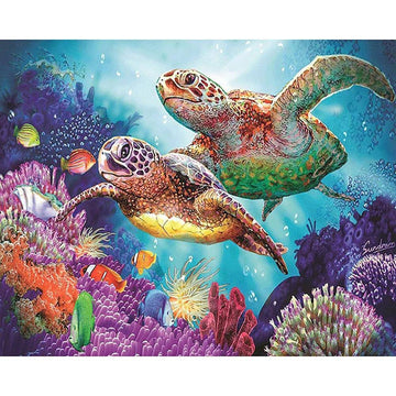 Diamond Paintings - Two Sea Turtle in the Ocean