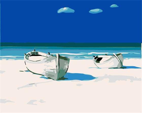 Paint by Numbers Kit - Two White Boats In Beach