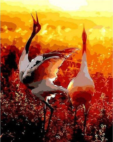 Paint by Numbers Kit - Two cranes in the Sun