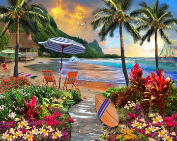 Paint by Numbers Kit - Under coconut palm trees