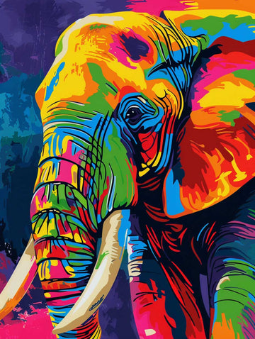 Paint by Numbers Kit - Vibrant Rainbow Elephant