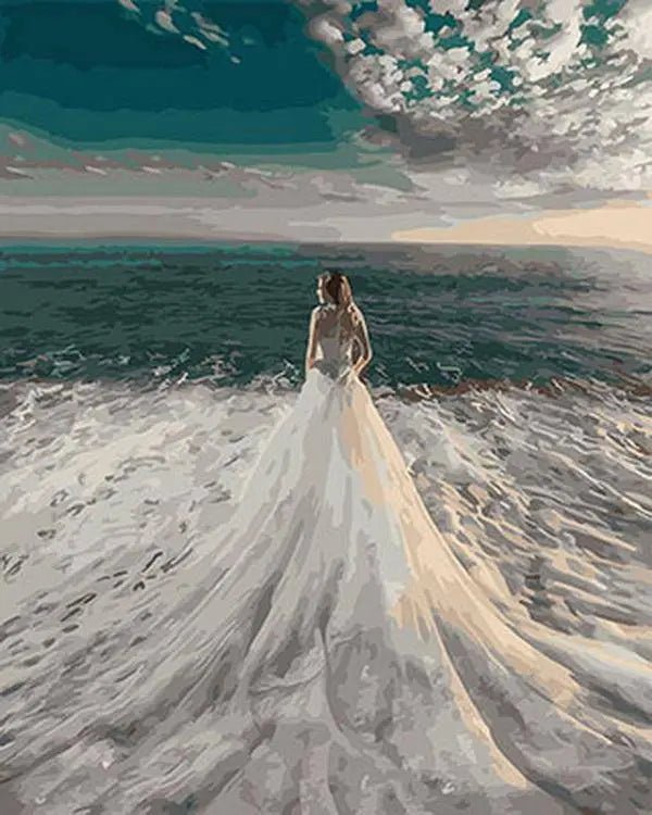 Paint by Numbers Kit - Wedding Dress With Sea Waves