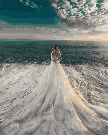 Paint by Numbers Kit - Wedding Dress With Sea Waves