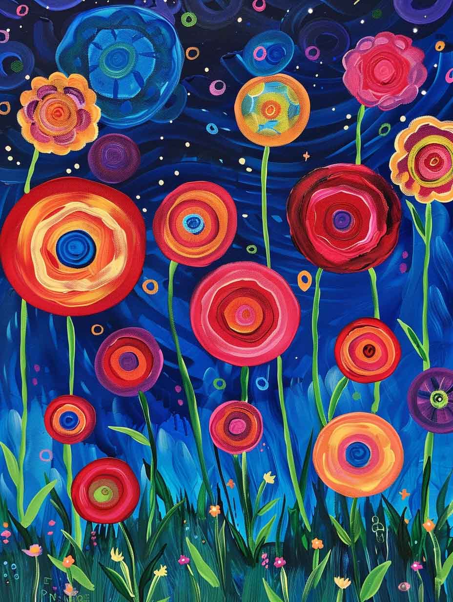 Paint by Numbers Kit - Whimsical Garden of Colorful Flowers