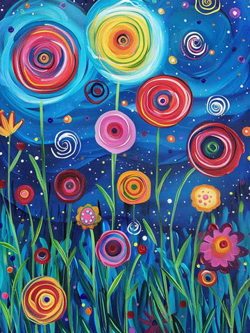 Paint by Numbers Kit - Whimsical Spiral Flowers