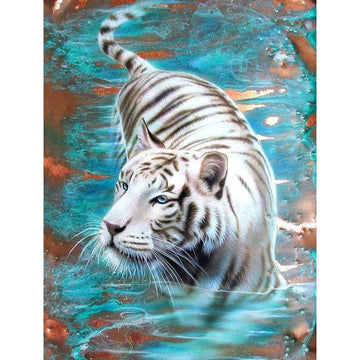 Diamond Paintings - White Tiger In Water