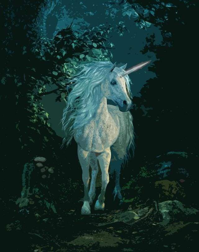 Paint by Numbers Kit - White Unicorn by Night