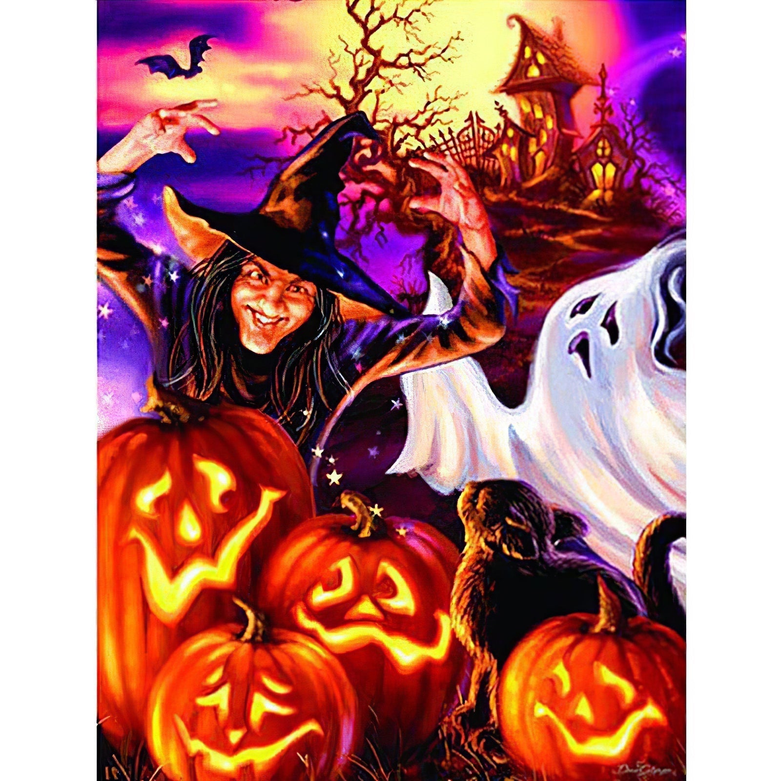 Diamond Paintings - Witch Pumpkin And House