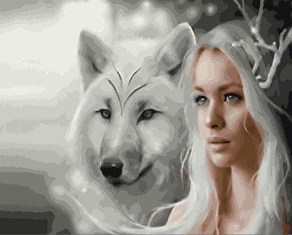 Paint by Numbers Kit - Wolf And Beauty