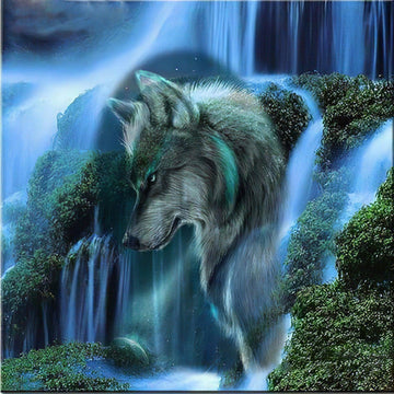 Diamond Paintings - Wolf Beside A Waterfall