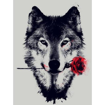 Diamond Paintings - Wolf With Flower