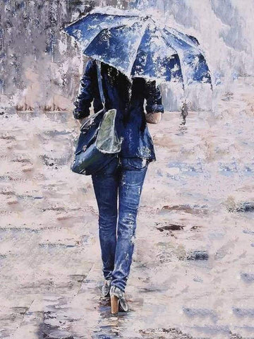 Paint by Numbers Kit - Woman dressed in blue under an umbrella