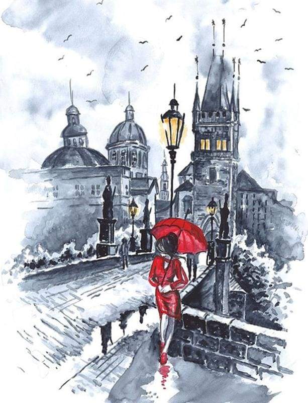 Paint by Numbers Kit - Woman in red and Umbrella