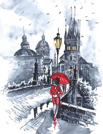 Paint by Numbers Kit - Woman in red and Umbrella