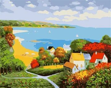 Paint by Numbers Kit - Wonderful Small Sea Side Village