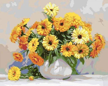 Paint by Numbers Kit - Yellow flowers in a White Vase