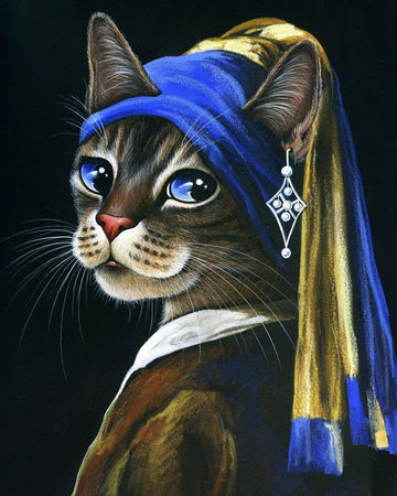 Paint by Numbers Kit - Young kitten with a pearl